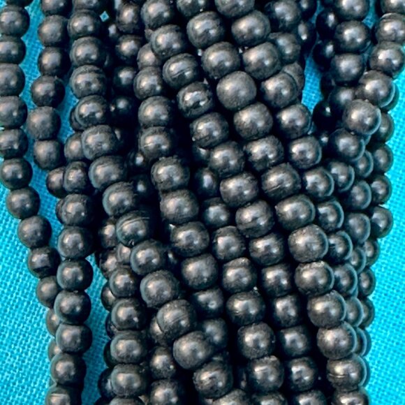 Vintage Multi Strand Black Seed Bead Necklace - Picture 3 of 10